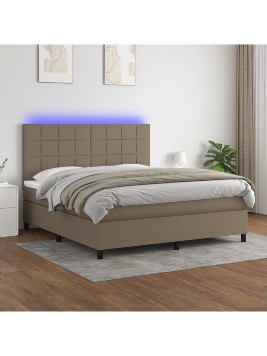 Box spring postel s matrací a LED taupe 180x200 cm textil