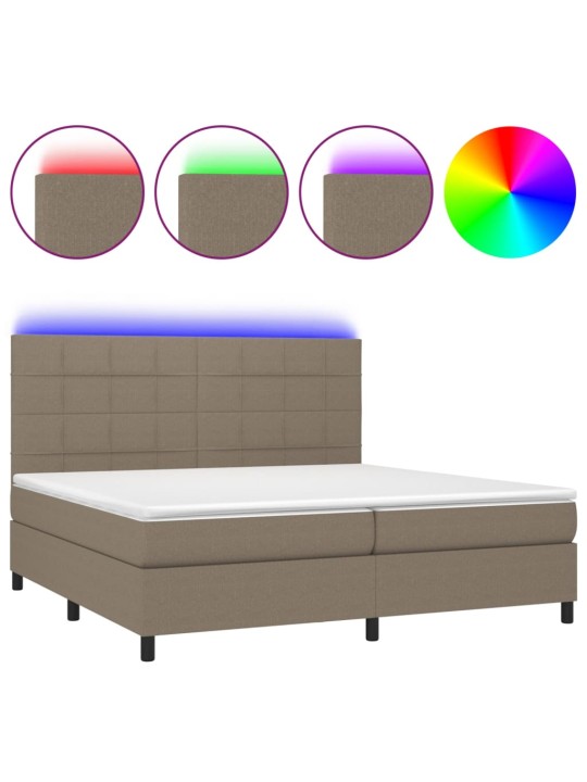 Box spring postel s matrací a led taupe 200x200 cm textil