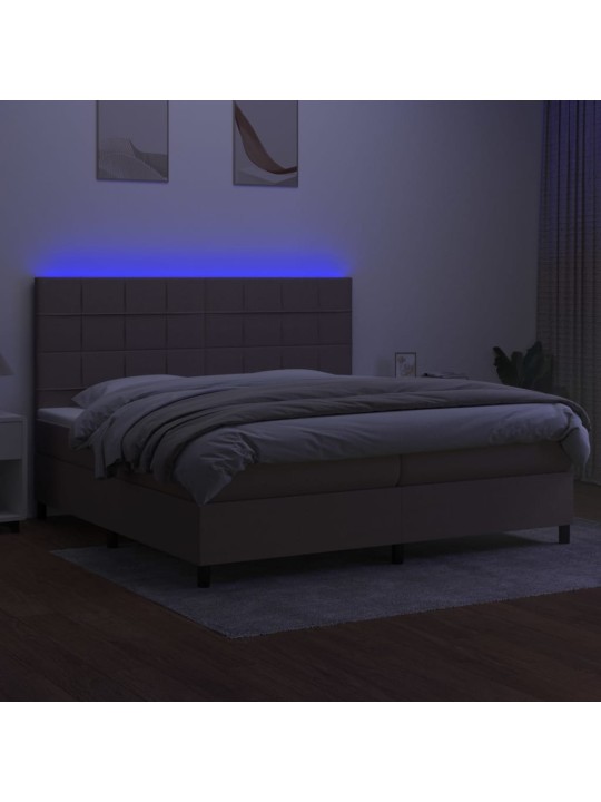 Box spring postel s matrací a led taupe 200x200 cm textil