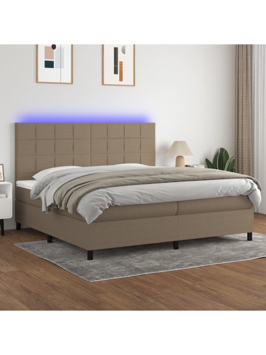 Box spring postel s matrací a led taupe 200x200 cm textil