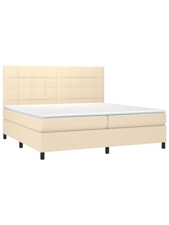 Box spring postel s matrací a led krémová 200x200 cm textil