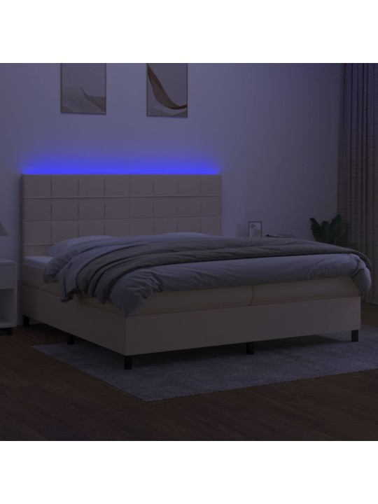 Box spring postel s matrací a led krémová 200x200 cm textil