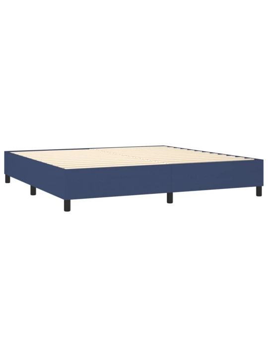 Box spring postel s matrací a led modrá 200x200 cm textil