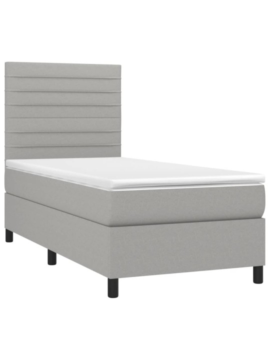 Box spring postel s matrací a LED světle šedá 90x190 cm textil