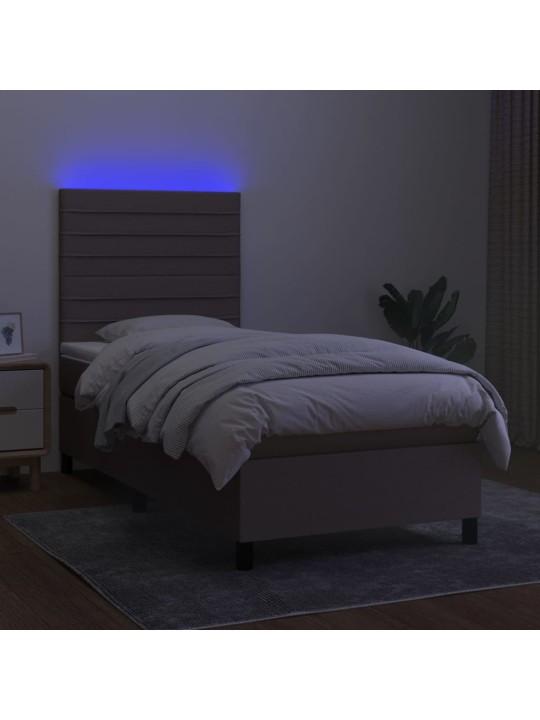 Box spring postel s matrací a LED taupe 90x200 cm textil
