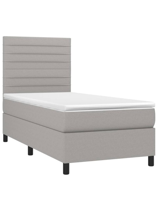 Box spring postel s matrací a LED světle šedá 100x200 cm textil
