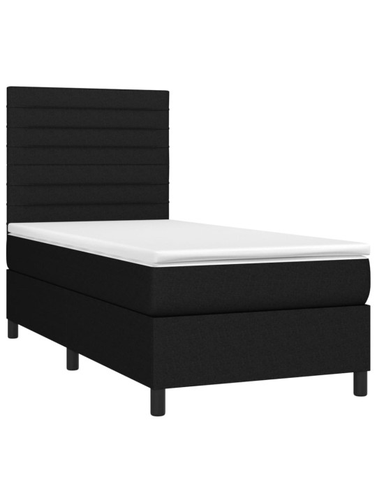 Box spring postel s matrací a LED černá 100x200 cm textil