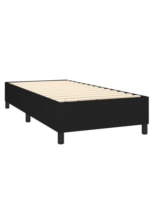 Box spring postel s matrací a LED černá 100x200 cm textil