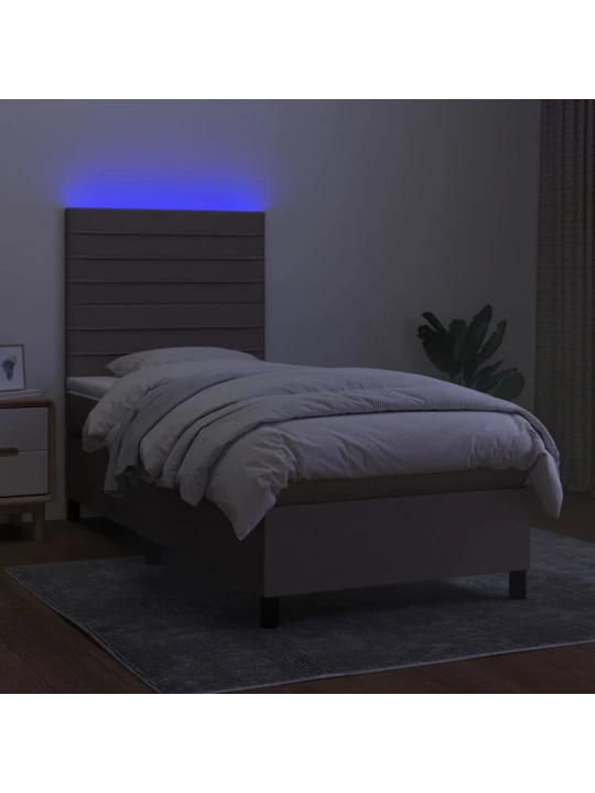Box spring postel s matrací a LED taupe 100x200 cm textil