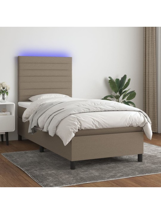 Box spring postel s matrací a LED taupe 100x200 cm textil