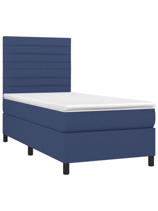 Box spring postel s matrací a LED modrá 100x200 cm textil