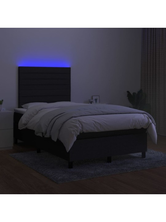 Box spring postel s matrací a LED černá 120 x 200 cm textil