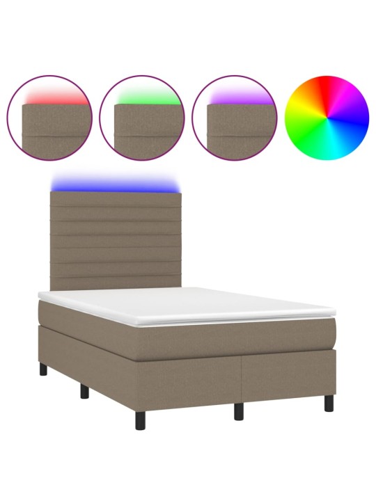 Box spring postel s matrací a LED taupe 120 x 200 cm textil