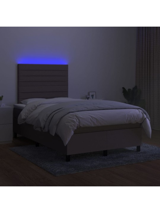 Box spring postel s matrací a LED taupe 120 x 200 cm textil