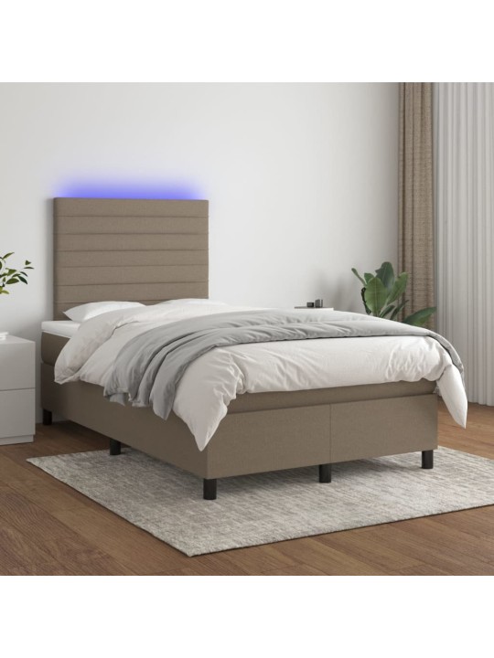 Box spring postel s matrací a LED taupe 120 x 200 cm textil