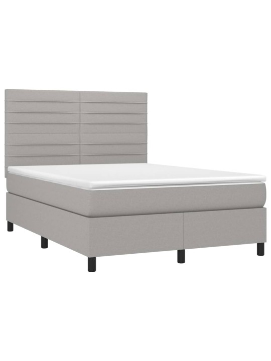 Box spring postel s matrací a LED světle šedá 140x190 cm textil