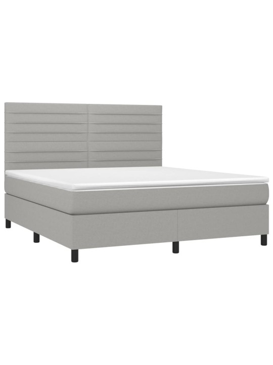 Box spring postel s matrací a LED světle šedá 160x200 cm textil
