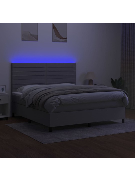 Box spring postel s matrací a LED světle šedá 160x200 cm textil