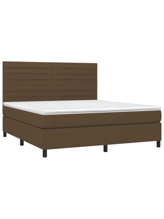 Box spring postel s matrací a led tmavě hnědá 160x200 cm textil
