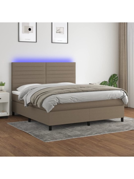 Box spring postel s matrací a led taupe 160x200 cm textil