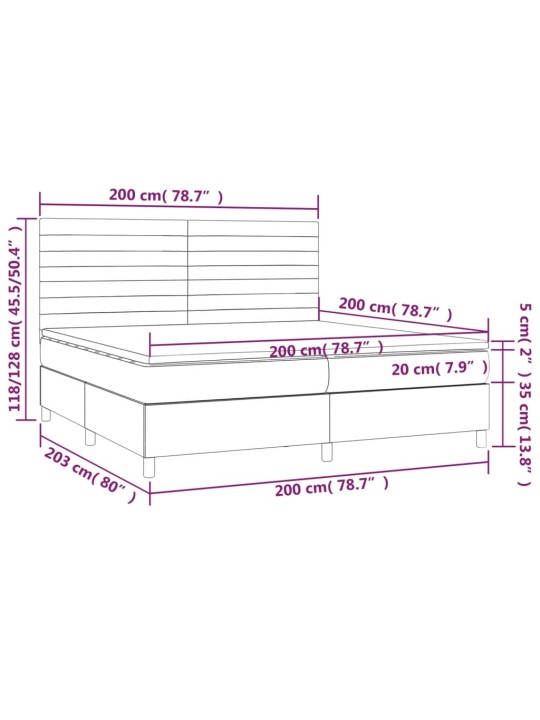 Box spring postel s matrací a LED černá 200x200 cm textil