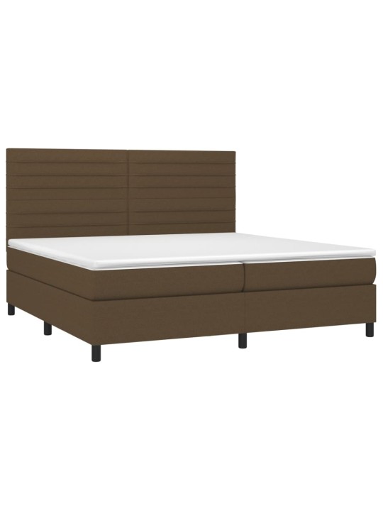 Box spring postel s matrací a led tmavě hnědá 200x200 cm textil