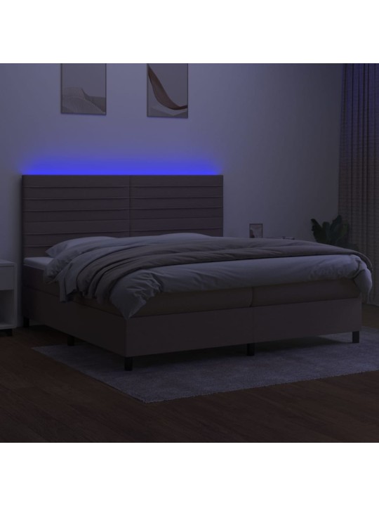 Box spring postel s matrací a led taupe 200x200 cm textil