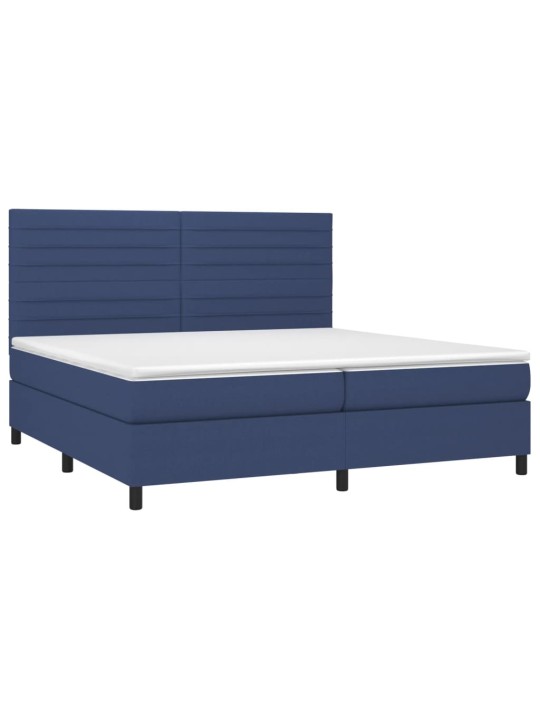 Box spring postel s matrací a led modrá 200x200 cm textil