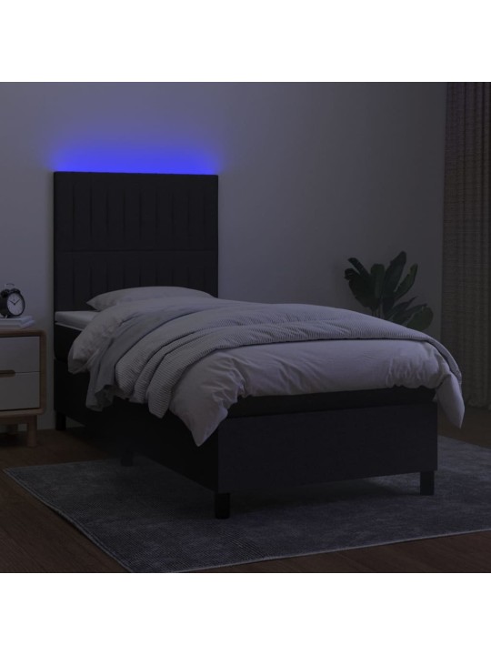 Box spring postel s matrací a LED černá 80 x 200 cm textil
