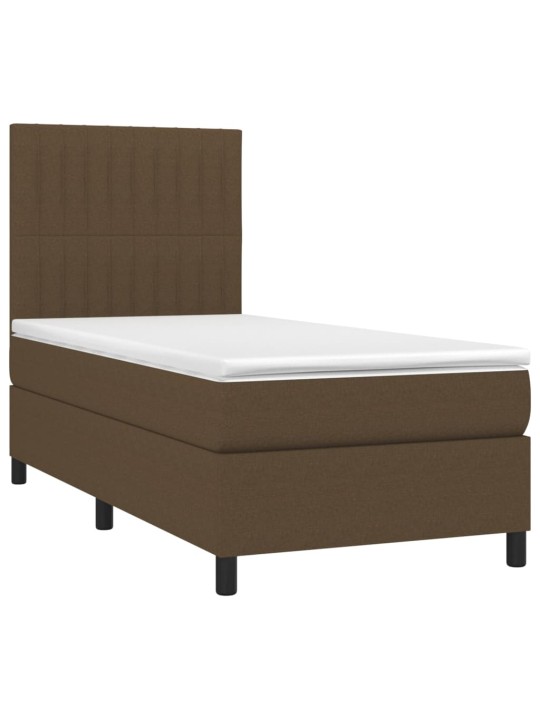 Box spring postel s matrací a LED tmavě hnědá 80x200 cm textil