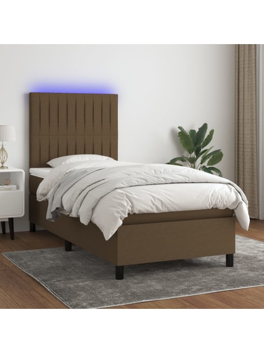 Box spring postel s matrací a LED tmavě hnědá 80x200 cm textil