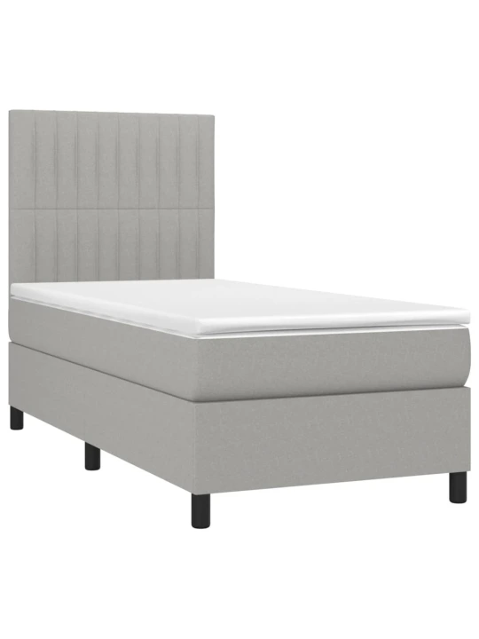 Box spring postel s matrací a LED světle šedá 90x190 cm textil