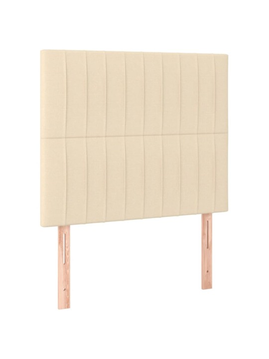 Box spring postel s matrací a LED krémová 90x190 cm textil