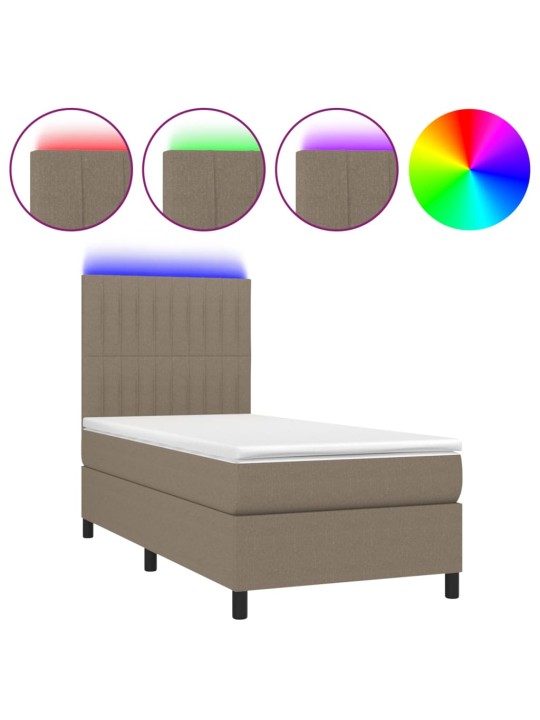 Box spring postel s matrací a LED taupe 100x200 cm textil