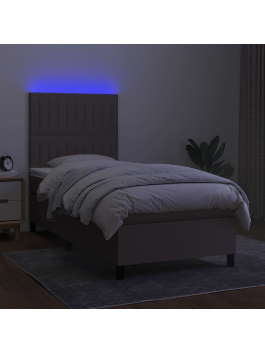 Box spring postel s matrací a LED taupe 100x200 cm textil