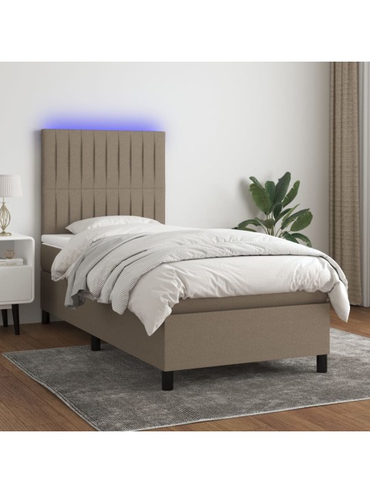 Box spring postel s matrací a LED taupe 100x200 cm textil