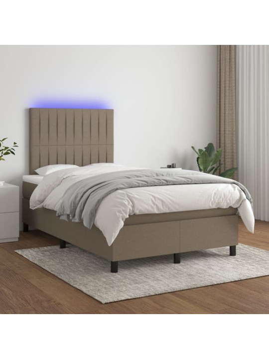 Box spring postel s matrací a LED taupe 120 x 200 cm textil
