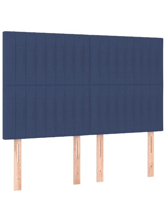 Box spring postel s matrací a LED modrá 140x200 cm textil