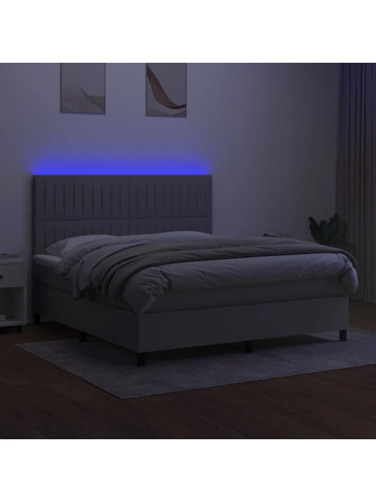 Box spring postel s matrací a LED světle šedá 160x200 cm textil