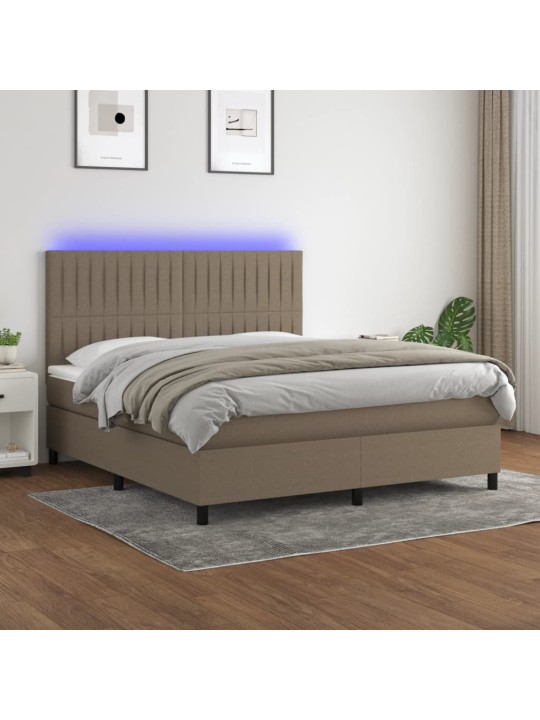 Box spring postel s matrací a led taupe 160x200 cm textil