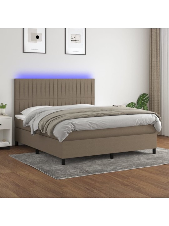 Box spring postel s matrací a led taupe 180x200 cm textil