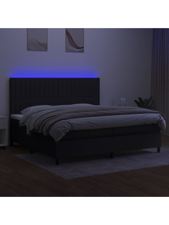 Box spring postel s matrací a LED černá 200x200 cm textil