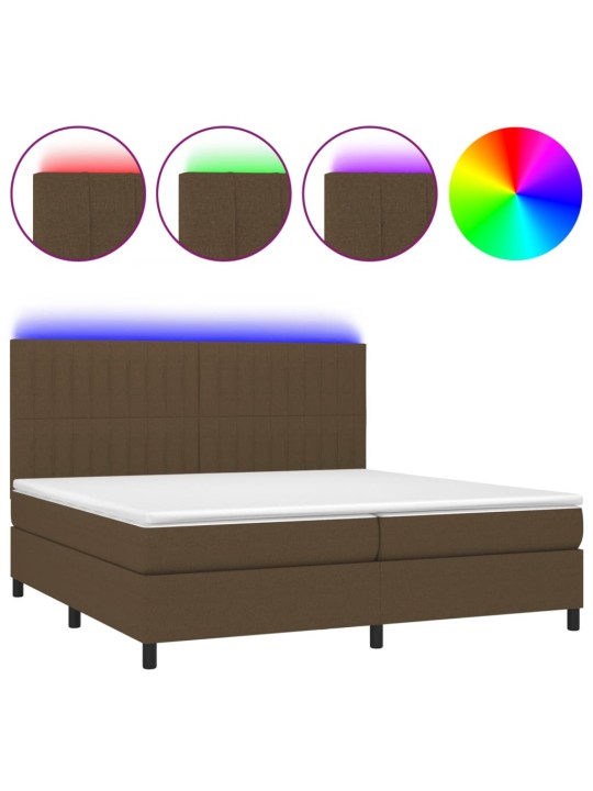 Box spring postel s matrací a led tmavě hnědá 200x200 cm textil