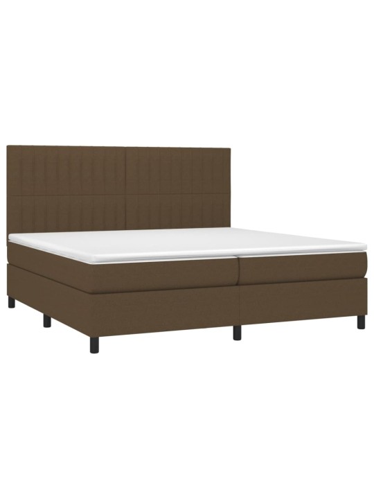 Box spring postel s matrací a led tmavě hnědá 200x200 cm textil