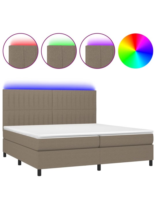 Box spring postel s matrací a led taupe 200x200 cm textil