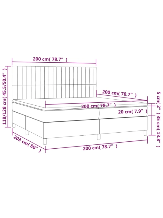 Box spring postel s matrací a led taupe 200x200 cm textil