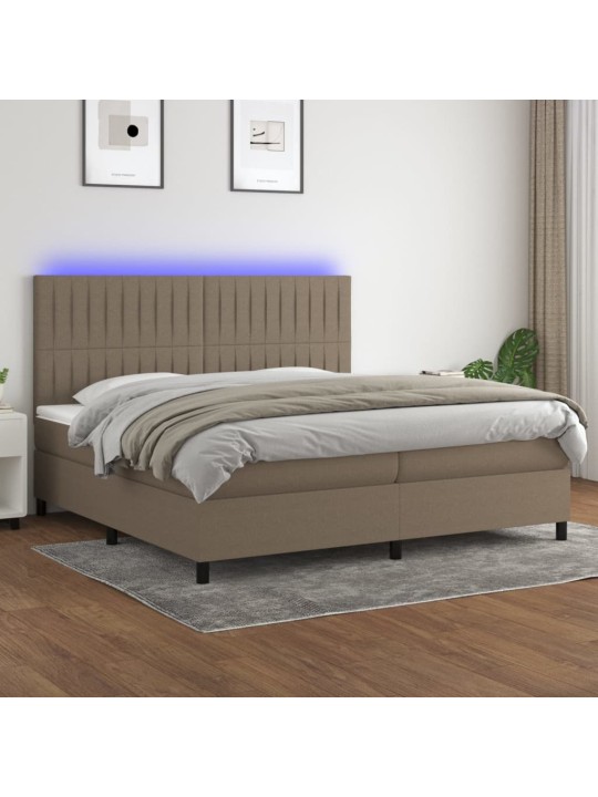 Box spring postel s matrací a led taupe 200x200 cm textil