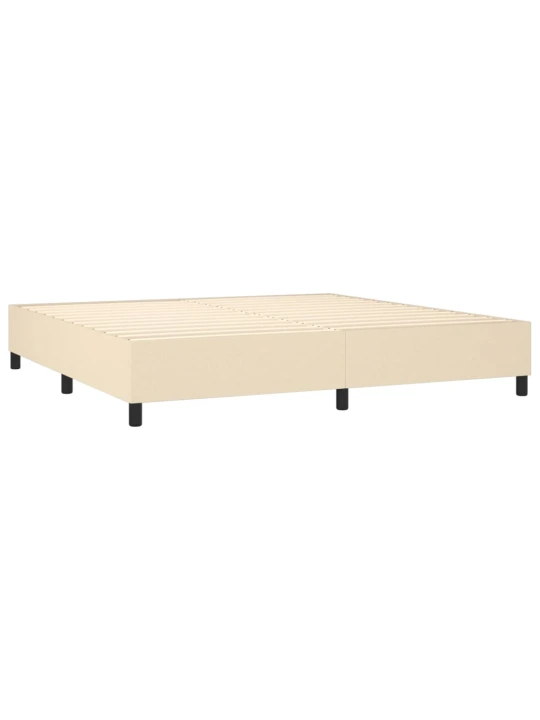 Box spring postel s matrací a led krémová 200x200 cm textil