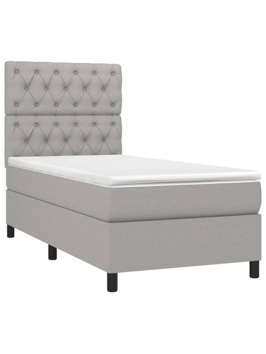 Box spring postel s matrací a LED světle šedá 80x200 cm textil
