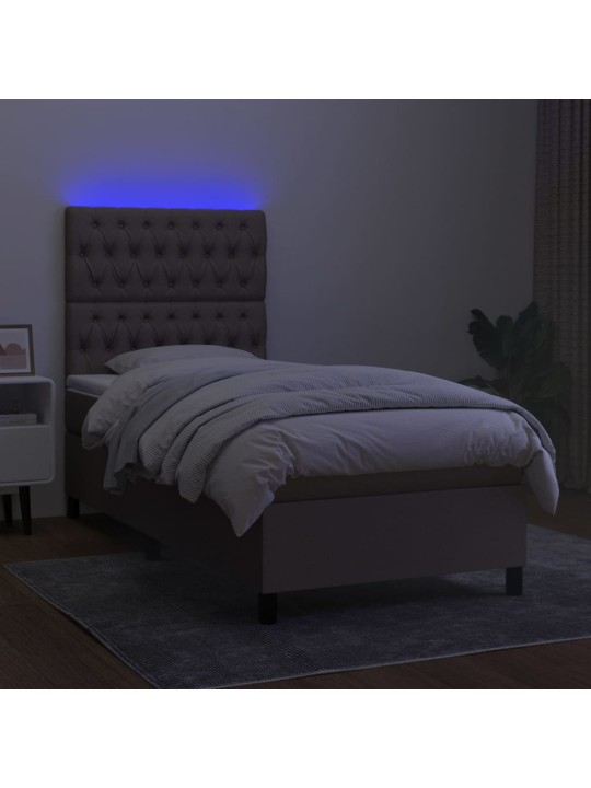 Box spring postel s matrací a led taupe 80 x 200 cm textil